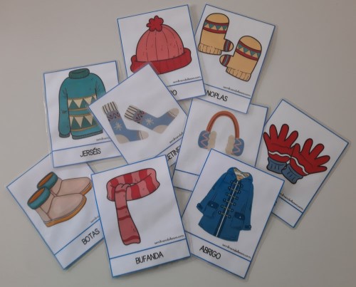 Pictogramas para niños de preescolar de vocabulario de invierno
